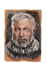 Ernest Hemingway, 2017, &Ouml;l auf Pappe, 70 x 50 cm